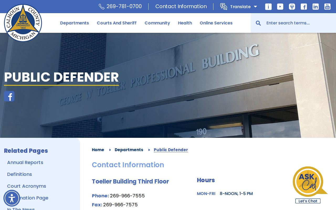 Calhoun County criminal court cases Public Defender page