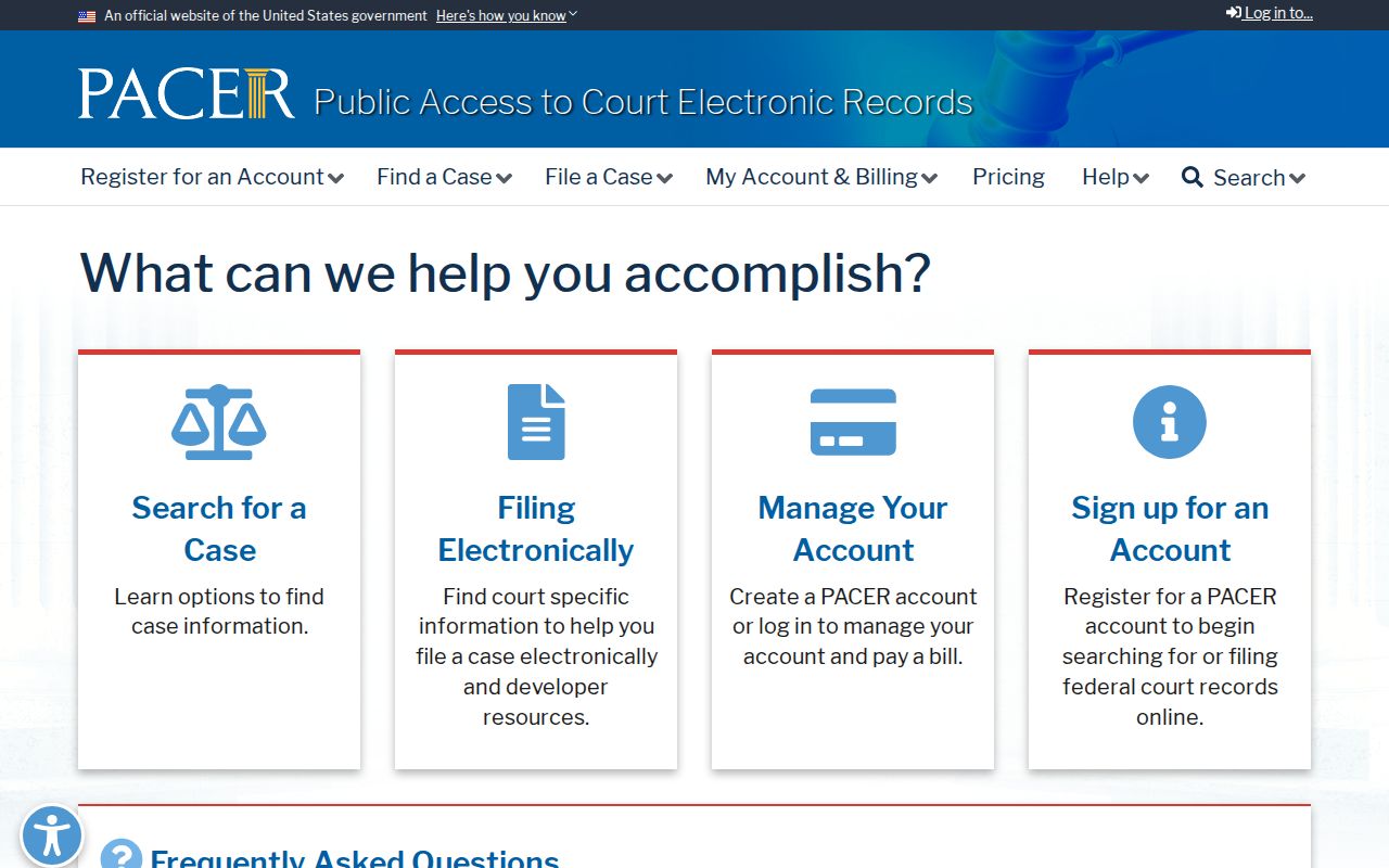 Federal PACER search for Calhoun County criminal history records