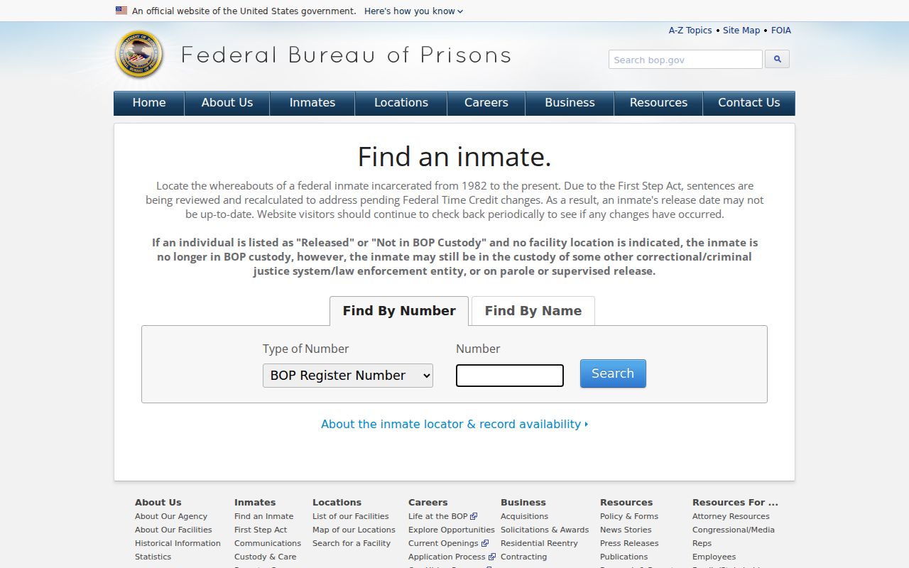 Federal inmate locator for Calhoun County criminal history research
