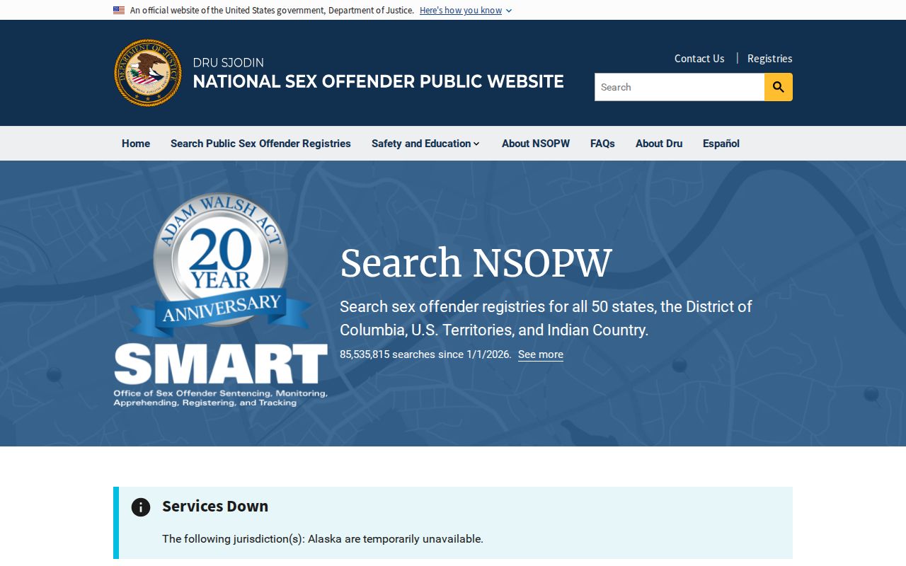 National registry search used with Calhoun County sex offender records